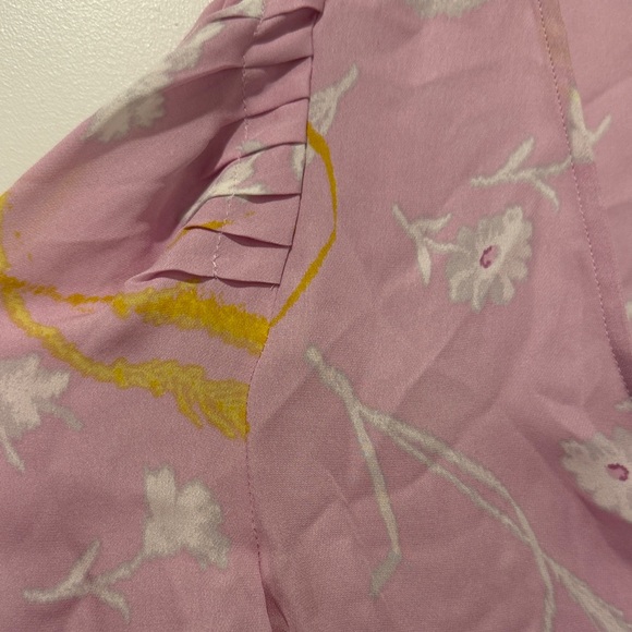 Joie Blush and Mustard Floral V-Neck Blouse - Picture 4 of 4